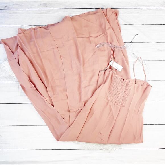 Reformation Women's Indrid Side Slit Fitted bodice Dress in Praline Pink Size 10 - Picture 4 of 5